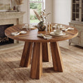 GarveeHome Round Dining Table for 4 People, Round Kitchen Table for Kitchen & Dining Room, Walnut(Table Only, 47 Inch)