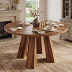 GarveeHome Round Dining Table for 4 People, Round Kitchen Table for Kitchen & Dining Room, Walnut(Table Only, 47 Inch)