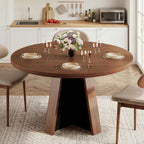 iPormis 47-Inch Round Dining Table for 4-6 People, Modern Wooden Kitchen Table for Dining Room, Farmhouse Circle Dinner Tables Furniture for Kitchen Living Room, Walnut Brown