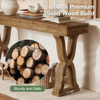 63-Inch Solid Wood Console Table, Farmhouse Entryway Table with X-Shaped Legs, Long Sofa Table for Living Room, Hallway, or Foyer, Easy Assembly, Anti-tip Kits