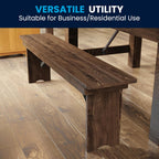 Flash Furniture Hercules 60x12 in Commercial Folding Bench, Rustic | Foldable Locking Legs, Farmhouse, Rustic