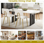 VECELO Dining Chairs Set of 4, Modern Upholstered Kitchen Chairs with Faux Leather Cushion Seat & Metal Legs for Kitchen, Living Room, Tufted Backrest Design, White