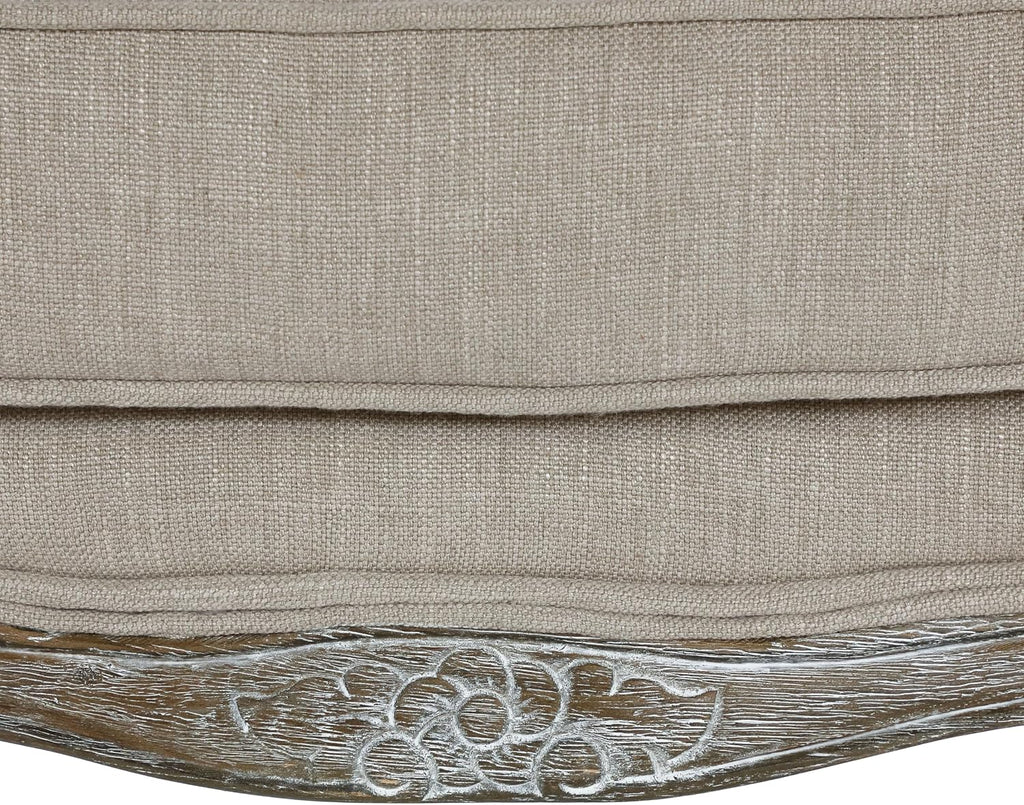Lexicon Parlier Show Wood Ottoman - Rectangle Ottoman Pouf Foot Rest, Floral Motif, Solid Wood Frame, Feathered Down Filled Cushion, Fully Assembled, 32" L x 25.5" W x 20.5" H, Neutral