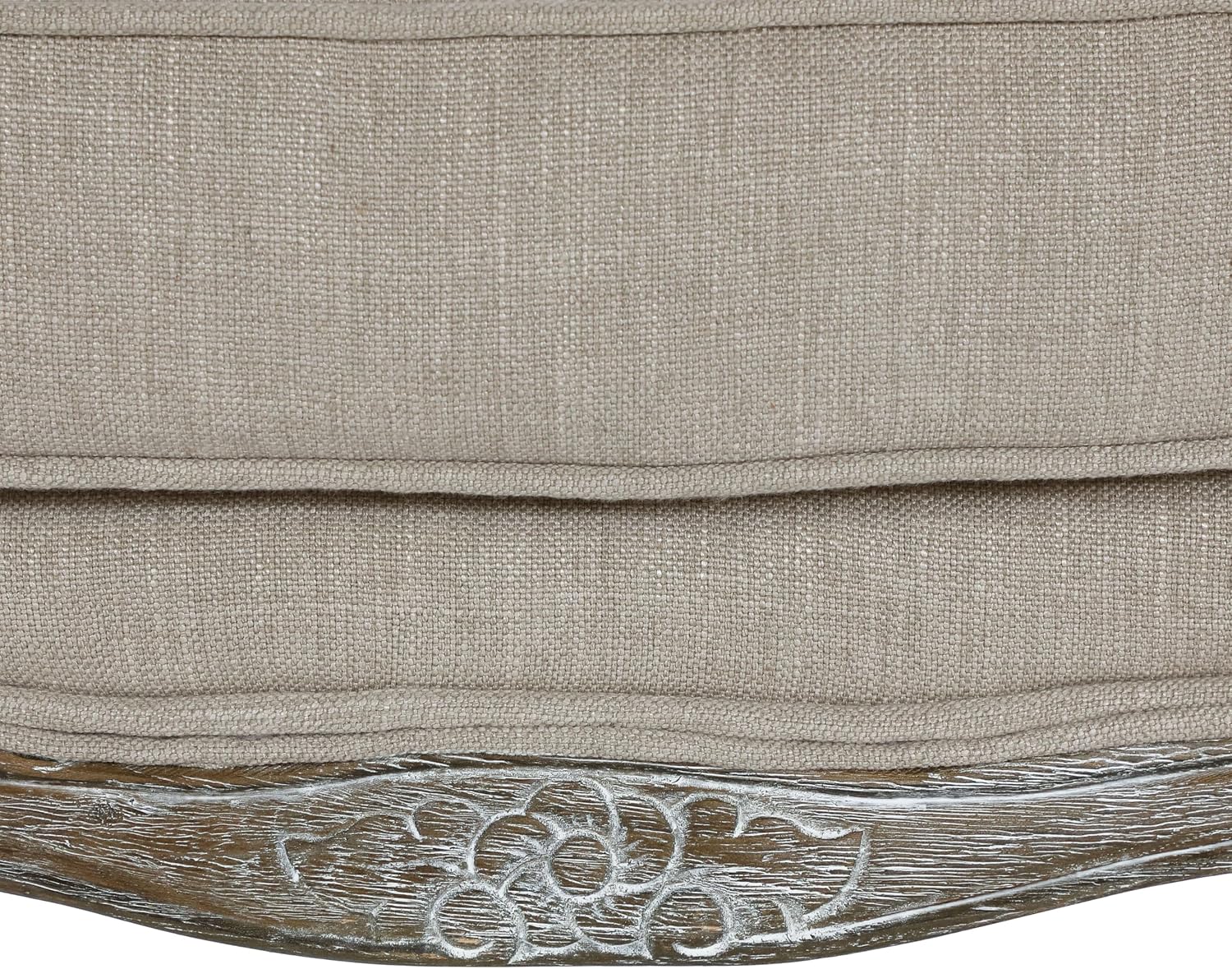 Lexicon Parlier Show Wood Ottoman - Rectangle Ottoman Pouf Foot Rest, Floral Motif, Solid Wood Frame, Feathered Down Filled Cushion, Fully Assembled, 32" L x 25.5" W x 20.5" H, Neutral