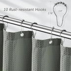 60 inch Stall Shower Curtain Grey - 256GSM Waffle Weave Heavy Duty Thick Fabric Shower Curtains for Bathroom, Hotel Quality Spa Luxury Cloth Bath Curtain Set with 10 Hooks, 60Wx72H Gray