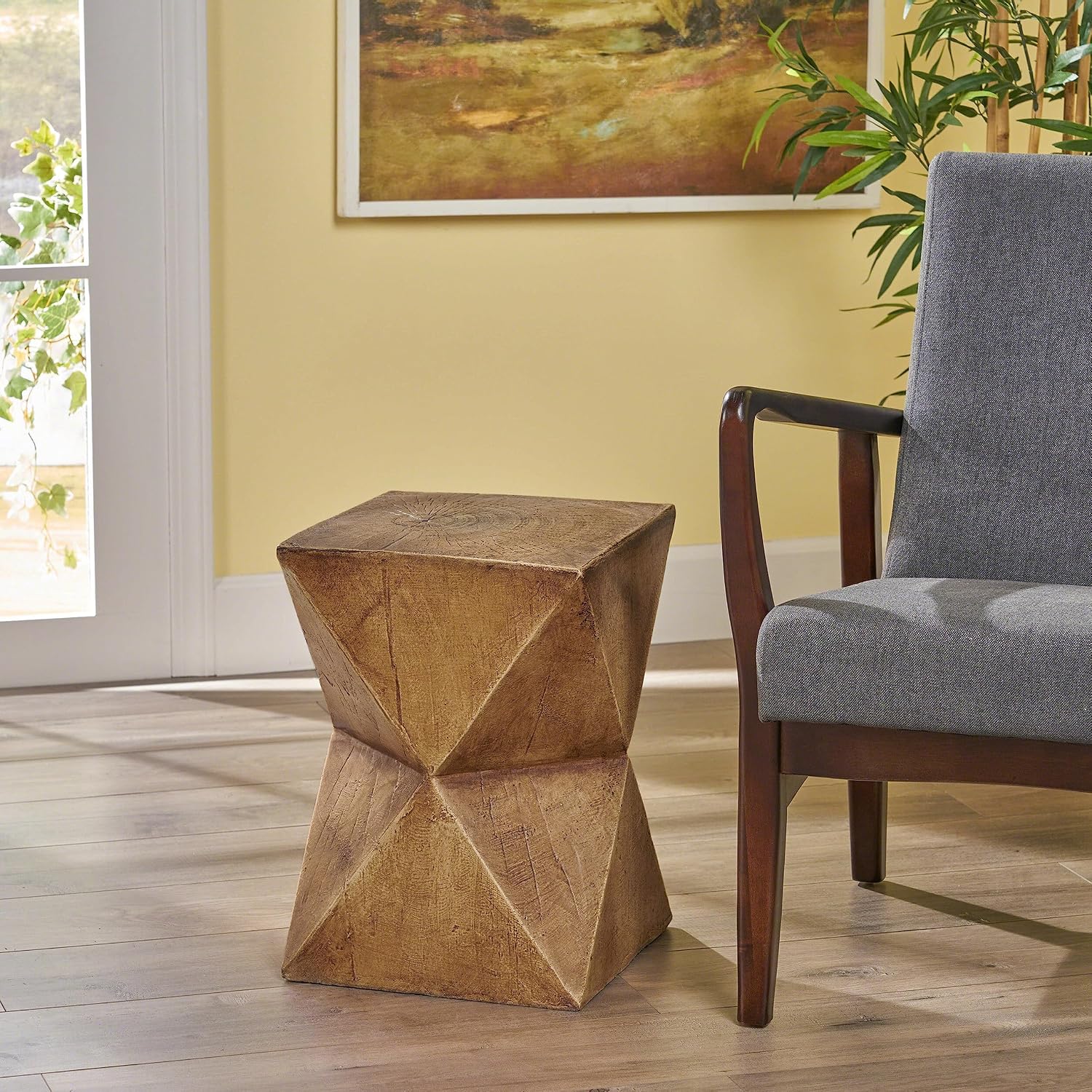 Geometric Side Table: Abstract Hourglass Design Lightweight Concrete Structure - Modern Accent Table for Art Collectors Display Spaces & Gallery Settings