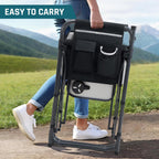 DMH OUTDOORS Camping Directors Chair with Side Table & Breeze Mesh Backrest | Oversized Heavy Duty Lawn Chairs with Pocket, 1-Step Setup Portable Folding Camp Chair for Beach, Sports, Fishing, Tailgating