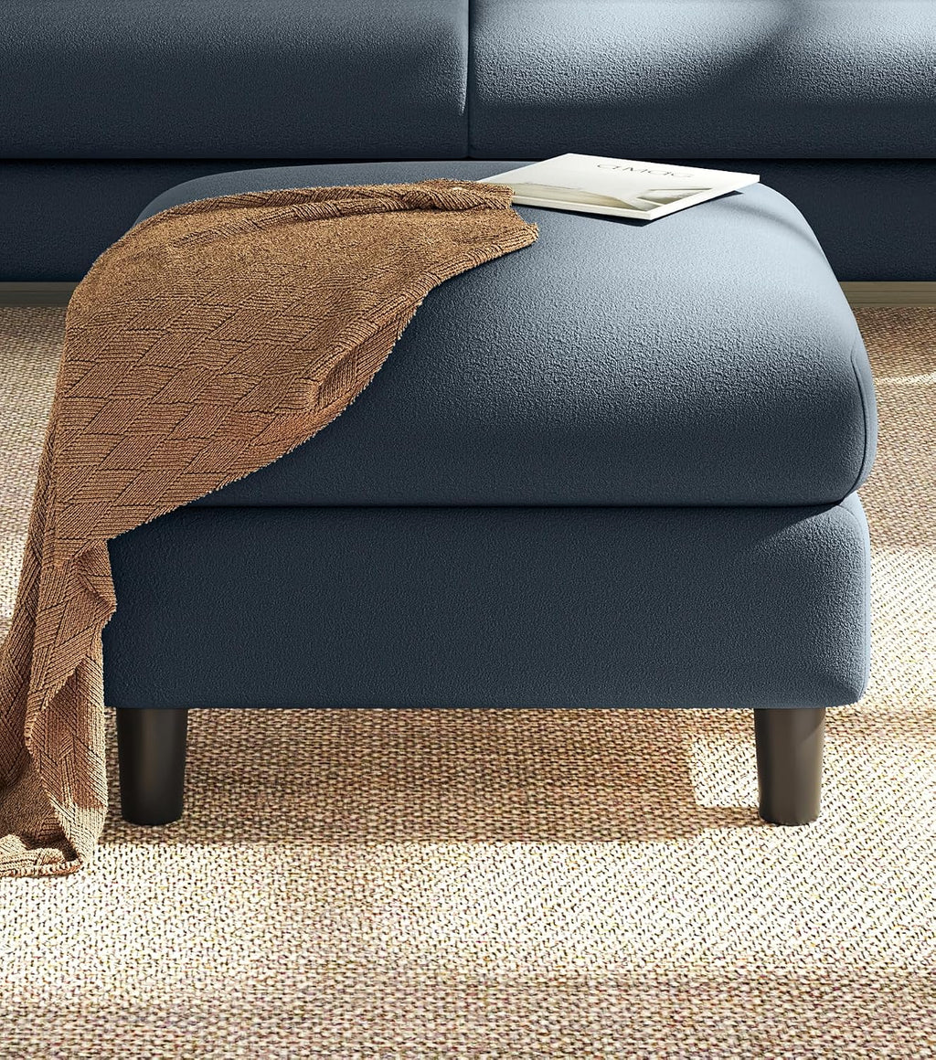 Welzona Teddy Storage Ottoman, 26.7"Large Living Room Ottoman, Coffee Table | All-Wood Ottomans with Storage, Tool-Free Setup Bench for Bedroom, for Welzona Loveseat Sofa Couch Living Room Set, Blue Grey
