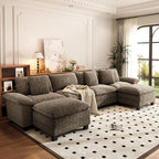 PHI VILLA Oversized 6-Seat U Shaped Modular Cloud Couch Sectional Sofa | Grayish Brown Chenille Fabric 157.5", Modern Couches for Living Room with Chaise, Solid Wood Frame, Wider Armrest, Deep Seat