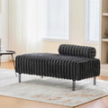Aoowow Faux Fur Bedroom Ottoman Bench 49.6" Long Ottoman Benches for Living Room Bed End Rectangular Window Entryway Bench Footrest with Golden Metal Legs (Without Storage, Charcoal Grey)