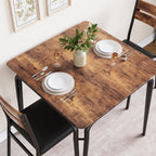 GAOMON 3-Piece Dining Table Set, Sturdy Wooden Square Table and Chair Breakfast Table Set for 2 Person,for Home or Commercial Dining Room,Vintage Brown