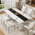 St.Mandyu 71 Inch Rectangle Dining Table for 4-8 People, Long Kitchen Dinner Table with Waterproof Tabletop and Adjustable Leg for Kitchen, Dining Room, White