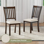 AMERLIFE Dining Chairs Set of 8, Farmhouse Upholstered Kitchen Dining Chairs with Curved Backrests, Padded Dining Room Chairs with Solid Wood Legs, Dark Brown