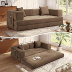 MoonSpeak 78.8'' Futon Sofa Bed, Couches for Living Room | Corduroy Convertible Futon Sofa Bed with Storage Pocket, Modular Sleeper Couch in a Box, No Assembly (Brown)