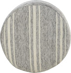 LR Home Ox Bay Farmhouse Triple Stripe Indoor Outdoor Pouf, Gray/White, 18" x 18" x 14"