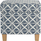 HomePop 18" Classic Square Storage Ottoman - Blue Geometric Pattern