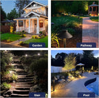 Brass Low Voltage Path Lights - 12V LED Landscaping Pathway Lamp IP65 Waterproof, Wired Walkway Lighting Outdoor, Bronze for Lawn Backyard with 3W 4000K Neutral White G4 Bulb (8 Pack)