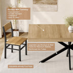 Extendable Dining Room Table for 4 6 8, 55"-70.9" Large Rectangle Kitchen Table,Wood Expandable Dining Table with Hidden Leaf & Storage, Space Saving, For Kitchen Dining Living Room,Diner Table,Oak