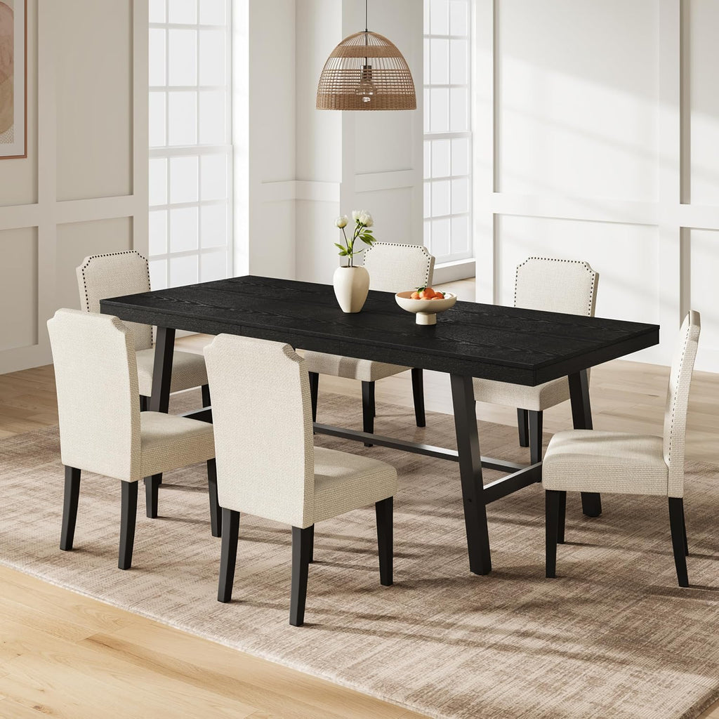 Garvee Industrial Dining Table for 6-8, 78.74" Extra Long Rectangular Kitchen Table with 2"×2" Metal Legs & Wood Top, Large Dining Table for Dining Room, Home Office, Black