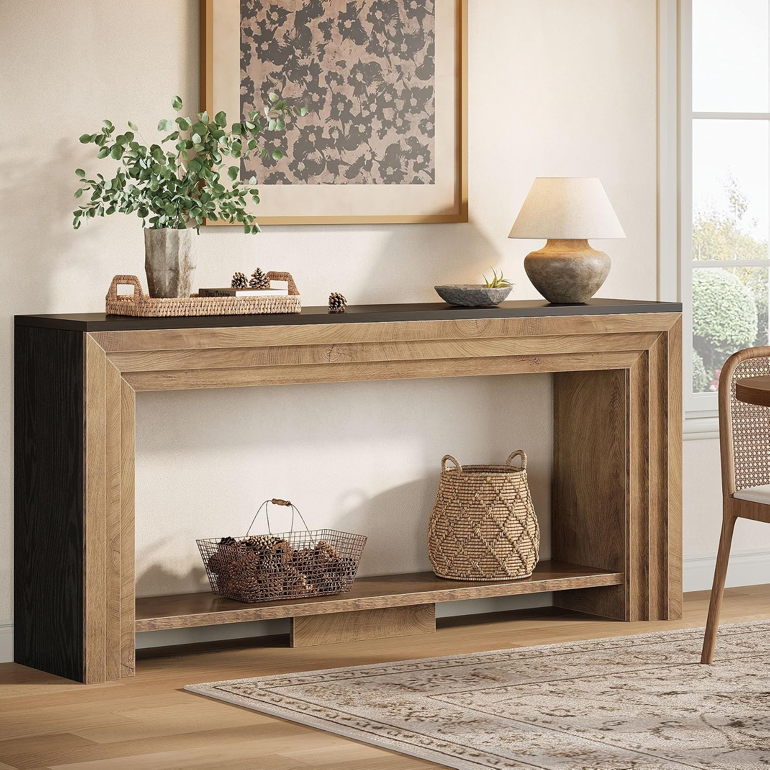 Tribesigns 70.9 Inch Narrow Console Table, Farmhouse 2-Tier Wooden Sofa Table with Storage, Space-Saving Behind Couch Accent Table for Living Room, Entryway, Hallway and Foyer