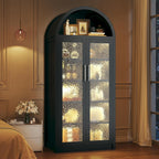 HUAHUU Arched Kitchen Pantry Cabinet, 71" Tall Pantry Storage Cabinet with 2 Doors, 5 Shelves, Arched Top, Modern Freestanding Cupboard for Kitchen Dining Room, Bedroom, Black