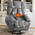 jonpony Power Lift Recliner Chair for Elderly, Big and Tall Lift Chair with Massage and Heat for Living Room, Fabric Electric Recliner Chairs with 4 Side Pockets, USB Charge Port, Grey