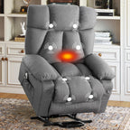 jonpony Power Lift Recliner Chair for Elderly, Big and Tall Lift Chair with Massage and Heat for Living Room, Fabric Electric Recliner Chairs with 4 Side Pockets, USB Charge Port, Grey