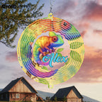Personalized Chameleon Wind Spinner 3D Stainless Steel, Chameleon Garden Spinner Hanging Outdoor Decor, Wind Spinners Outdoor, Custom Gift for Grandmother, Mom, Wife