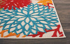 Nourison Home Aloha Indoor/Outdoor Green 2' x 6' Area Rug, Tropical, Botanical, Easy Cleaning, Non Shedding, Bed Room, Living Room, Dining Room, Deck, Backyard, Patio (2x6)