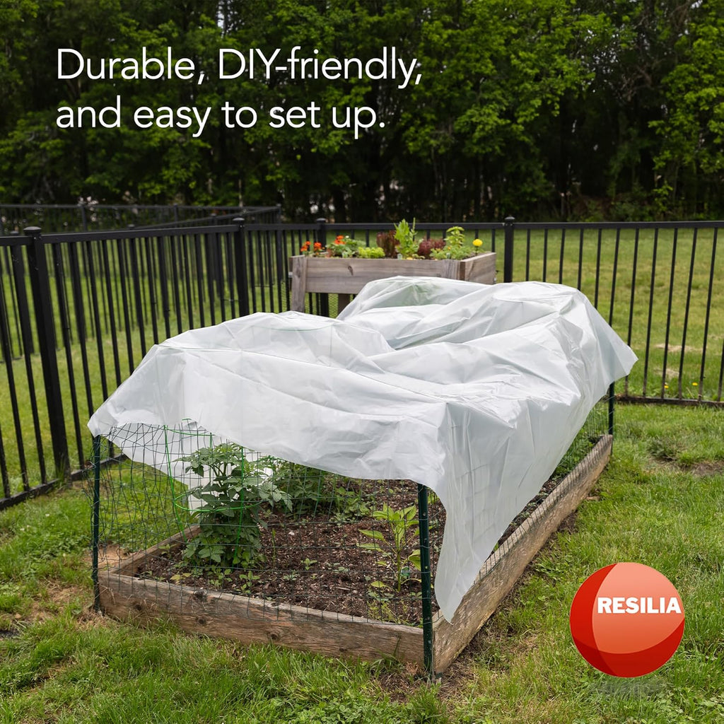 RESILIA Clear Greenhouse Sheeting - UV-Protected, Heavy-Duty Gauge Outdoor Polyethylene Cover for Weatherproofing Greenhouses, Garden, Plants, 12' by 28' Roll, 6 Mil, 0.006 Inch, Thick, Made in USA