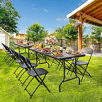 Bonnlo Folding Table 6ft, Portable Collapsible Plastic Black Long Tables for Party, Camping, Banquet, Craft, Dining, Wedding, Outdoor and Indoor Use