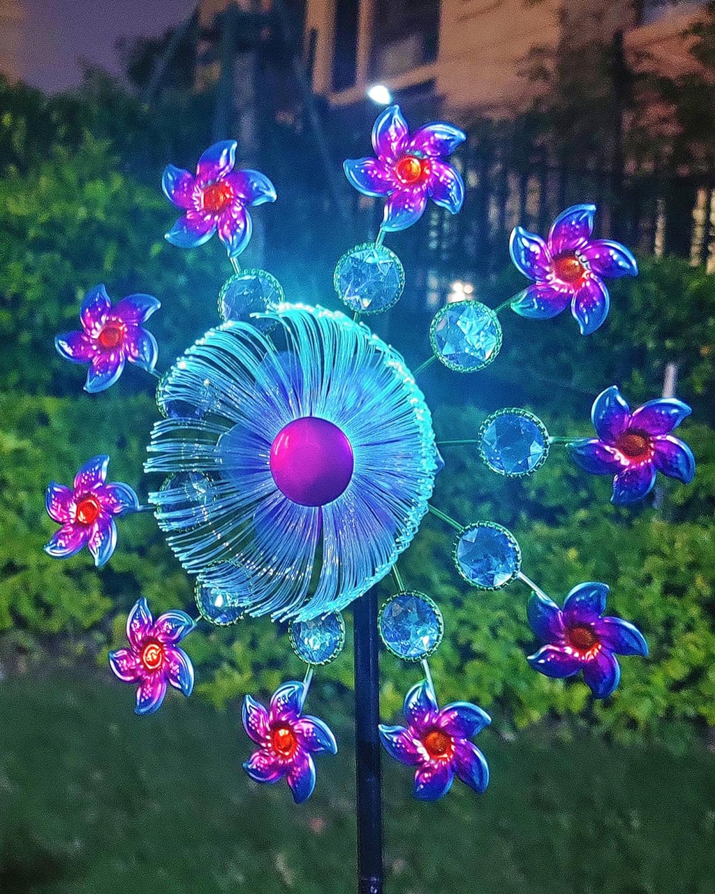 Solar Flower Wind Spinners for Yard and Garden, 40 Inch Solar Windmill Garden Whirligig Kinetic Spinners Decor for Lawn, Patio&Yard, Metal Wind Outdoor Sculpture