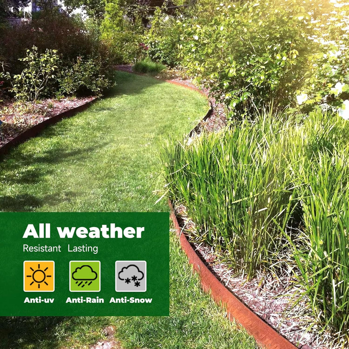 Cor Ten Steel Metal Landscape Edging 40 inch with Top Bending Protection Pre-Rusted Cor Ten Steel Garden Edging 6 Inch Depth 180 Degree Bend 6 Pack for Lawn Yard (6 inch-180 Degree Bend, Rusted)