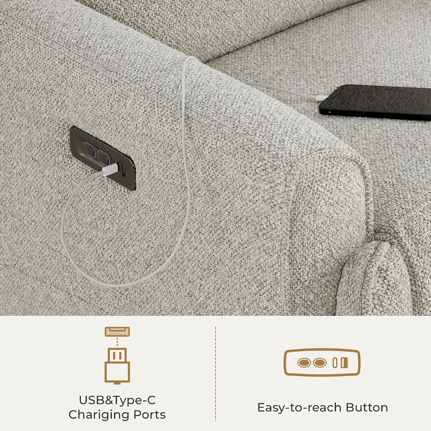 CHITA Power Swivel Glider Recliner Chair with Power Headrest, Light Grey