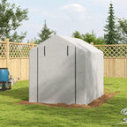 Outsunny 8' x 6' x 7' Walk-in Greenhouse, PE Cover, 4-Tier Shelves, Steel Frame Hot House, Roll-Up Zipper Door for Flowers, Vegetables, Saplings, Tropical Plants, White