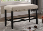 Roundhill Furniture Biony Fabric Counter Height Dining Bench with Nailhead Trim, Tan