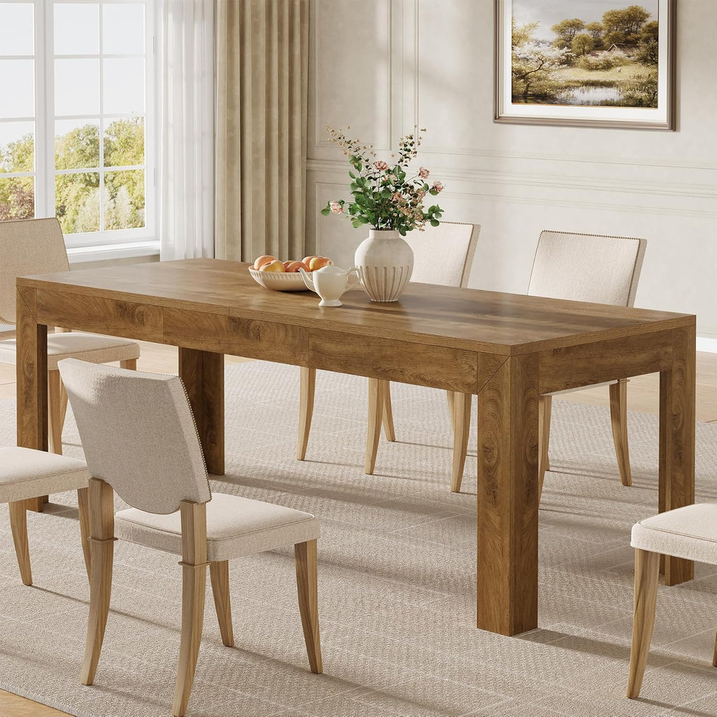 Tribesigns Dining Table for 6-8, 78.7-Inch Long Rectangle Kitchen Table, Modern Kitchen Dining Room Furniture, (78.74" L x 27.56" W), Brown