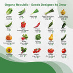 Organo Republic 40 Vegetable Seeds Variety Pack - 26000 Non GMO Heirloom Seeds for Planting Vegetables & Fruits in Bulk Individual Seed Packets, Home Garden Seeds for Hydroponic, Indoor & Outdoors