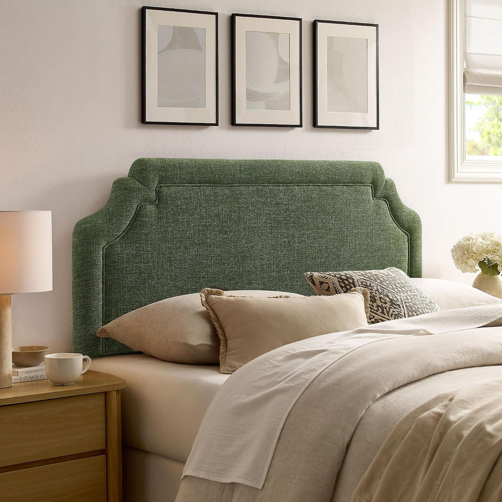 Modway Magnolia King Size Upholstered Fabric Headboard in Foliage - Padded Cushioned Headboard with Woven Heathered Upholstery and Adjustable Mounting Positions