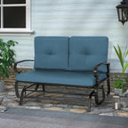 Crownland Outdoor Patio Glider Chair, Rocking Glider Bench for 2 Person, Porch Furniture Loveseat Seating, Wrought Iron Patio Textilene Gliders for Outside, Porch, Garden(Peacock Blue)