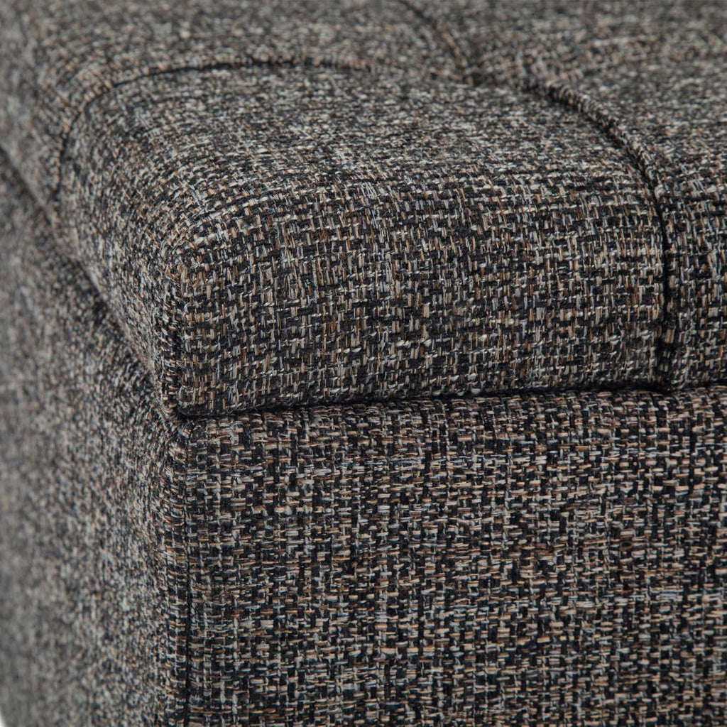 SIMPLIHOME Harrison Coffee Table Storage Ottoman - 36 inch Wide Upholstered Tweed Look Fabric Square Ottoman in Warm Dark Charcoal Melange, Transitional Ottoman for Living Room with Split Lift-Up Lid