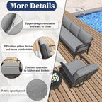 ALAULM Aluminum 3-Seat Patio Furniture Set, Metal Outdoor Furniture Sectional Sofas w/5.1" Cushions for Patio, Backyard, Poolside-Grey