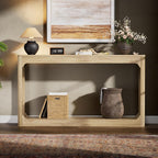 Knocbel Long Sofa Console Table with Bottom Open Storage Shelf, Narrow Wooden Entryway Hallway Foyer Sofa Couch Side Table, Easy Assembly (Natural 55")