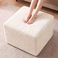 23in Square Pouf Ottoman, Large Corduroy Ottoman Foot Rest with Solid High-Density Foam, Removable Washable Cover, Soft Floor Foot Stool for Living Room, Bedroom, Beige