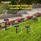 Ensenior 6-Pack Solar Lights Outdoor, Auto ON/Off 6500K LED Solar Garden Lights for Pathway, Yard, Patio, Walkway, Flower Bed, Waterproof, Energy-Efficient Landscape Lighting, Adjustable Height