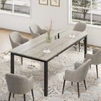 71" Large Industrial Dining Table, Rectangular Wooden Table with Sturdy Metal Legs & Rounded Edges, Kitchen, Living Room or Writing Desk,1.8m(Grey & Black Leg)
