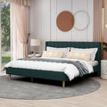 AGARTT Upholstered Platform Bed Frame King Size, Ink Green Velvet