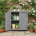 31" Weatherproof Small Storage Cabinet, Storage Cabinets with Hemlock Wood, Tool Cabinet with Magnetic Door for Patio & Garage, Gray