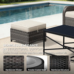 Joyside Outdoor Ottoman Set of 2, Patio Large Ottoman Foot Rest with Thickened Cushions, Outdoor Wicker Foot Stool for Porch, Deck Use