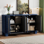 Modern Sideboard Cabinet 60-Inch Wood Console Storage Cabinet Credenza Dining Buffet Table with 4 Doors and Adjustable Shelves for Living Room Entryway, Navy Blue